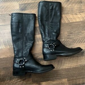 Frye Black Leather Moto Boots